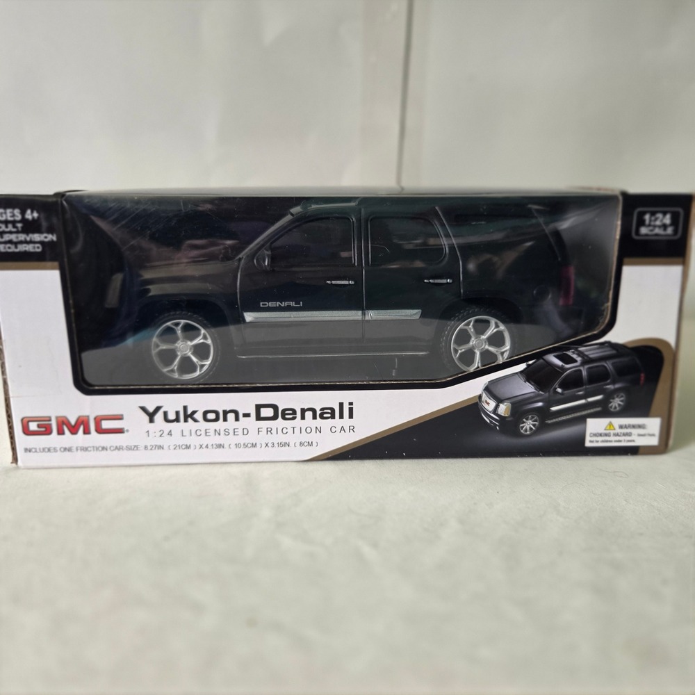 GMC Yukon Denali 1:24 Scale Licensed Friction Toy Car Black SUV New in Box
